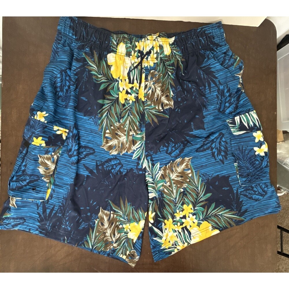 KS Island Hawaiian Swim Shorts Trunks Sz 3XL T Pockets Drawstring 40" Waist